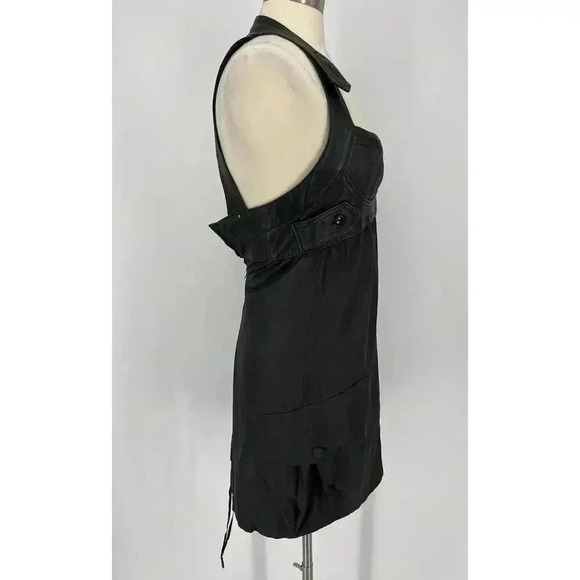 Diesel Womens 2000s y2k Moto Style Dress Black Leather Cargo Pockets Goth Grunge - Picture 6 of 16